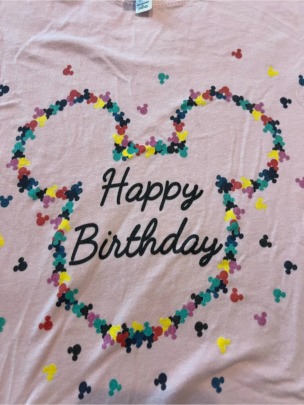 Next Level Apparel Pink Birthday Heart Tee with Multicolor Confetti